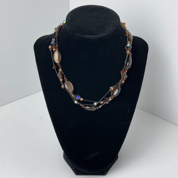 Dabby Reid Jewelry - Dabby Reid Copper Tone Chain Beaded Statement Necklace Multi Strand Jewelry